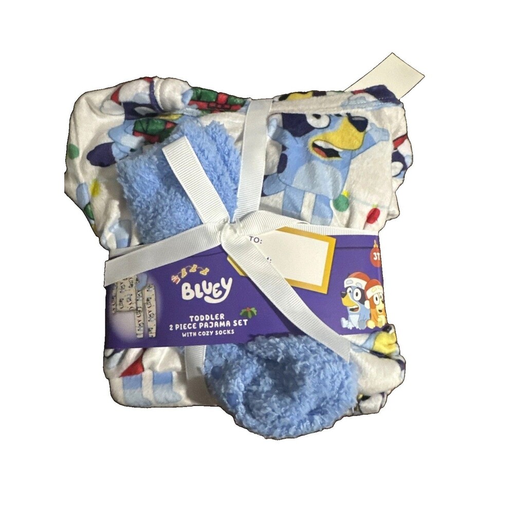 Bluey toddler Pajama set with cozy socks SIZE 3T Christmas Holiday